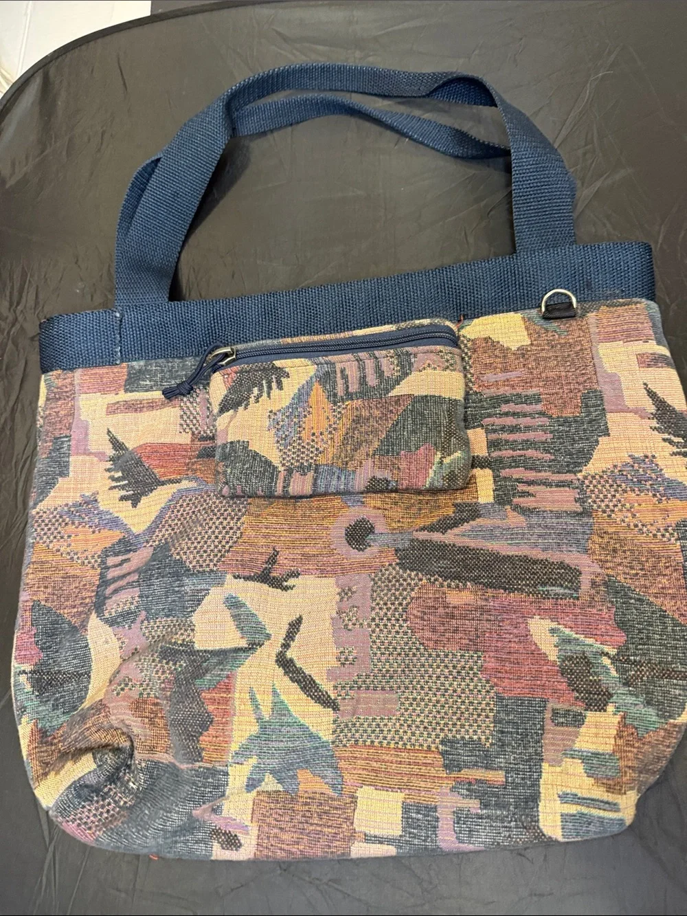 Tapestry abstract tote or purse vintage with coin purse attached